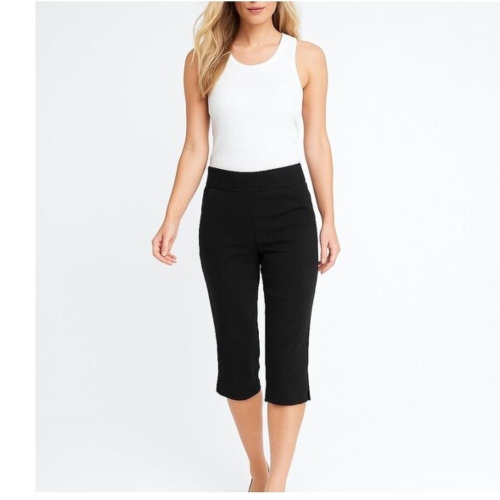 NWT White House Black Market Women's Pull On Straight Leg Capri Pants Black 14
